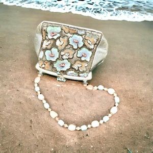 Larisa Barrera handbag floral pattern w/ sequins, beads,crystals, various stones